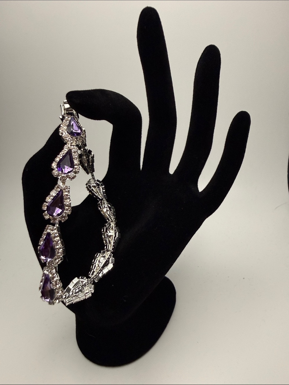 Purple Teardrop Crystal Statement Bracelet